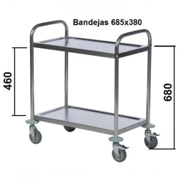 Carro 2 bandejas inox. 710 x 400 mm