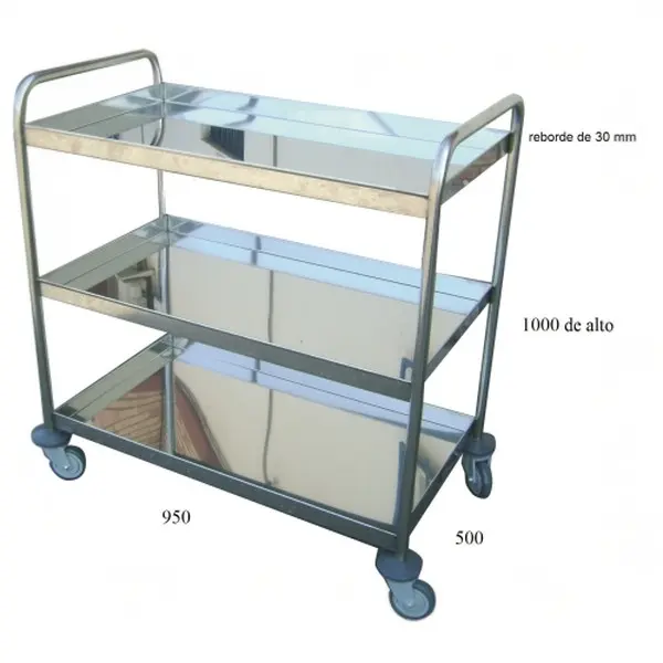 Carro 3 bandejas inox. 950 x 590 mm soldado