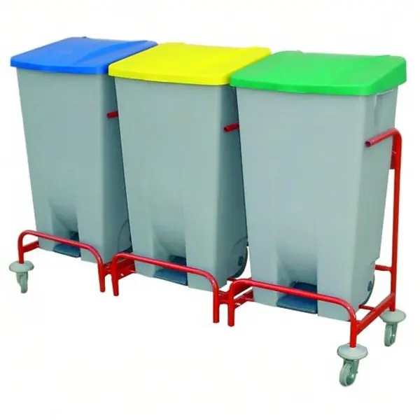 Carro reciclaje 3 cubos