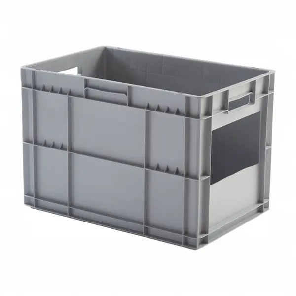 Caja de plástico apilable con ventana Norma Europa 600x400x410h, Pack de 10 unidades