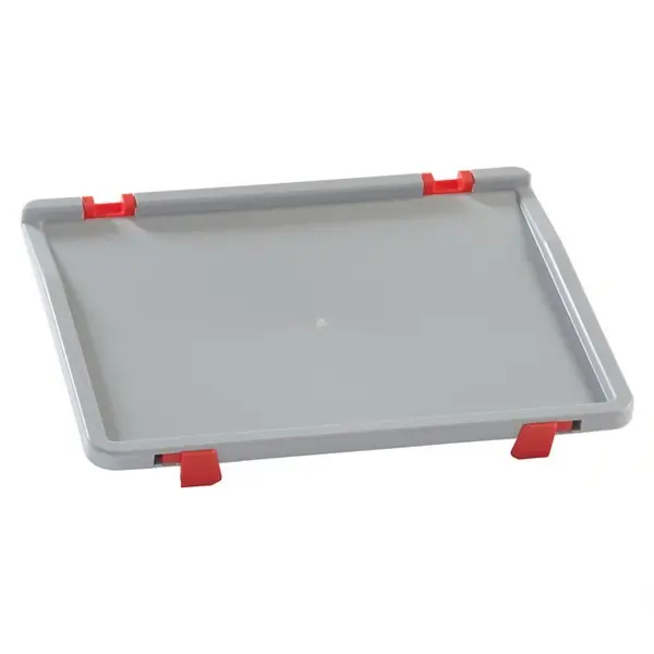 Tapa de plástico con 2 clips de cierre y 2 bisagras para cajas 400x300 | Dim.: 400x300x25h mm.