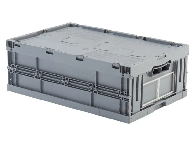 Caja de plástico plegable y apilable con tapa Norma Europa 600x400x223h. Pack de 10 unidades