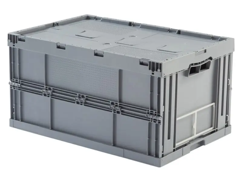 Caja de plástico plegable y apilable con tapa Norma Europa 600x400x320h. Pack de 10 unidades