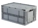 Caja de plástico plegable y apilable con tapa Norma Europa 600x400x320h. Pack de 10 unidades