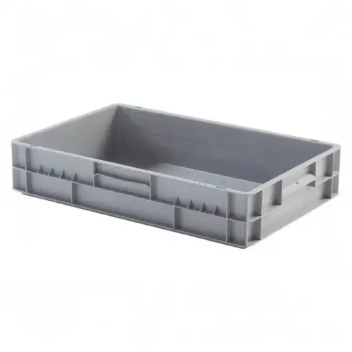 [PLEU-6412LGR] Caja de plástico apilable Norma Europa 600x400x120h, Pack de 10 unidades