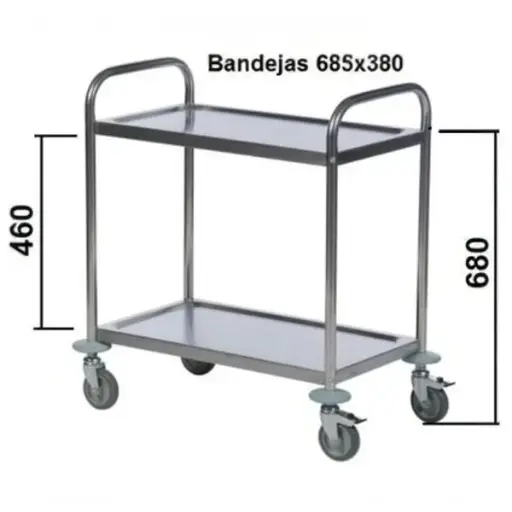 [N2242] Carro acero inoxidable 2 bandejas