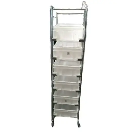 [N4016] Estanteria con ruedas para 6 cajas inclinadas