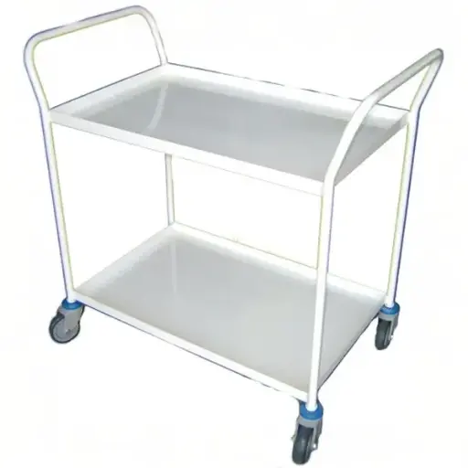 [N6006] Mesa metálica con ruedas y 2 baldas