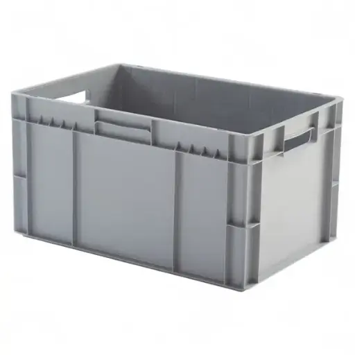 [PLEU-6432LGR] Caja de plástico apilable Norma Europa 600x400x320h