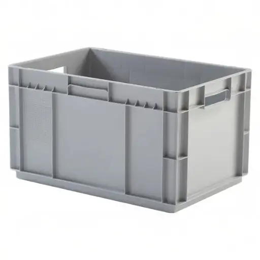 [PLEU-6432LFRGR] Caja de plástico apilable fondo reforzado Norma Europa 600x400x337h, Pack de 10 unidades