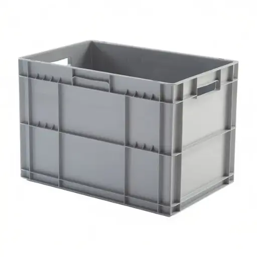 [PLEU-6441LGR] Caja de plástico apilable Norma Europa 600x400x410h