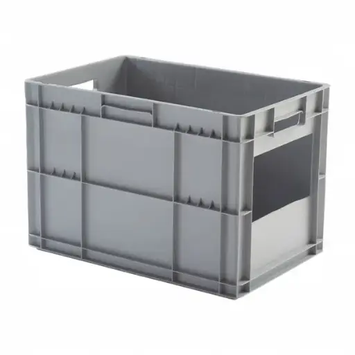 [PLEU-6441LCVGR] Caja de plástico apilable con ventana Norma Europa 600x400x410h