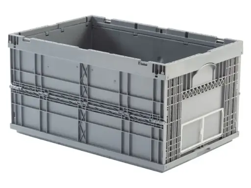 [PEUP-6432GR] Caja de plástico plegable y apilable Norma Europa 594x396x314h. Pack de 10 unidades
